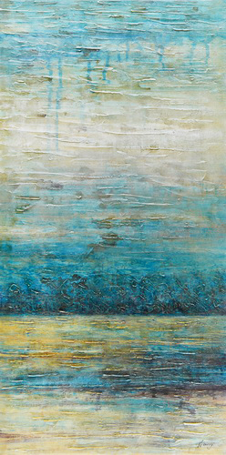 PXFC349 Wall décor art oil on canvas abstract turquoise brown yellow tones